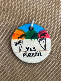 Image 1 of 70s YES BRAZIL SOUVENIR LEATHER PENDANT