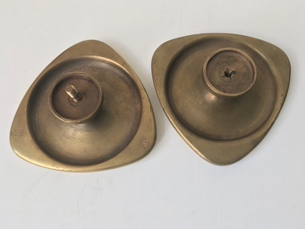Image of Two Sets of Large Triangular Push-Pull Door Handles, French