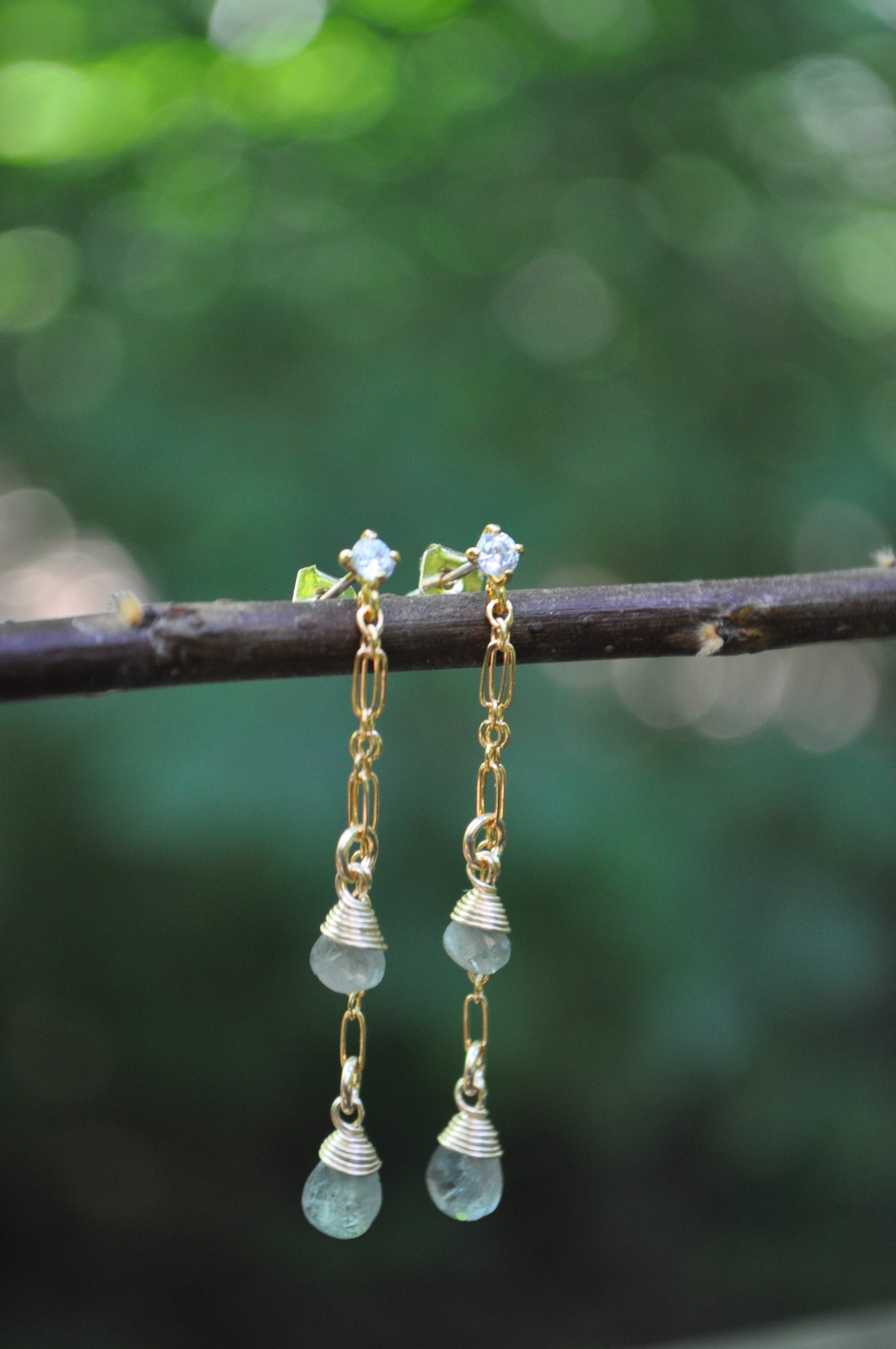 Image of Moss Aquamarine Rainfall Dangles