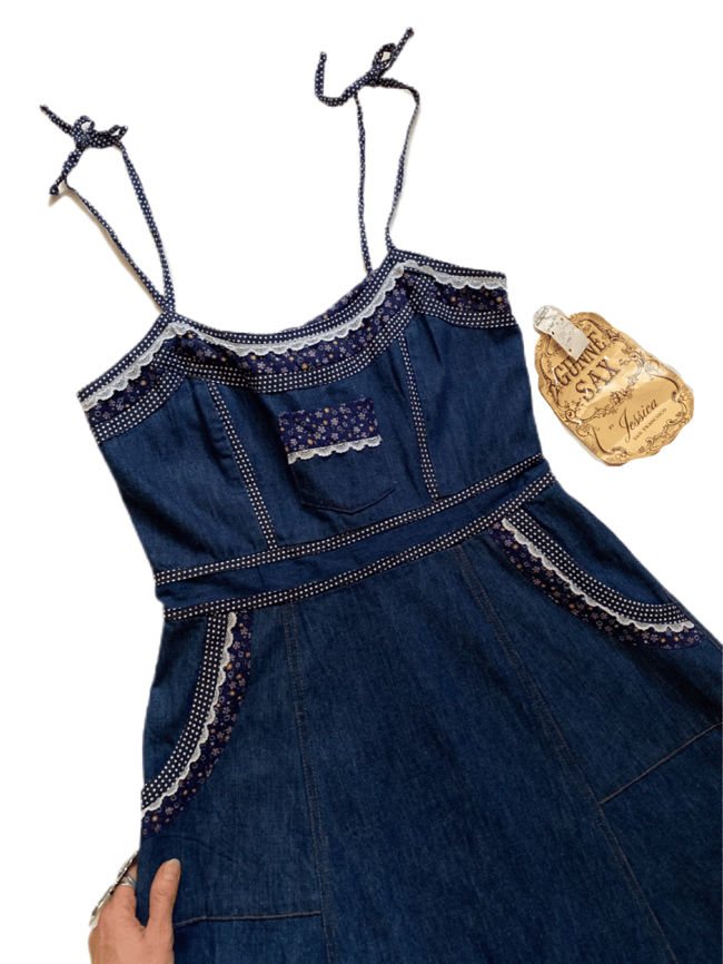 70s deadstock Gunne Sax denim prairie dress
