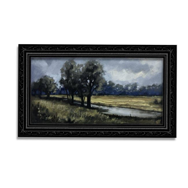 Unframed 6x12 Original Painting //  Moody Trees Landscape