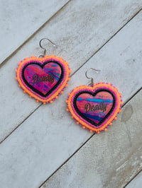 Image 1 of Deadly Neon Heart earrings 