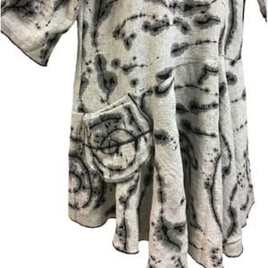 Image of Rome Dress Tunic in calming gray/natural heather fabric  with Hand Painted Design