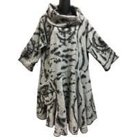 Image 2 of Rome Dress Tunic in calming gray/natural heather fabric  with Hand Painted Design