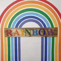 RAINBOW wooden wall sign, rainbow wall art, rainbow word, playroom decor, kids room decor