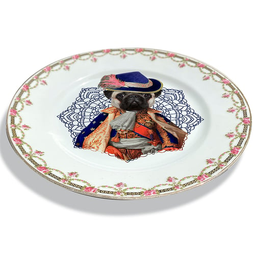 Image of Lord Pug - Carlino  - Vintage Spanish Porcelain Plate - #0755