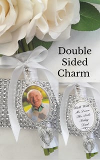 Image 1 of Personalised Large Bridal Bouquet Photo Memory Charm, Double sided wedding charm 