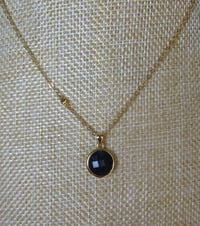 Image 1 of Kate Middleton Duchess of Cambridge Inspired Replikate Yellow Gold Round Disc Blue Sodalite Necklace