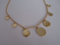 Image 4 of Kate Middleton Duchess of Cambridge Inspired Replikate Yellow Gold Disc Multi Charm Pendant Necklace