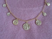 Image 1 of Kate Middleton Duchess of Cambridge Inspired Replikate Yellow Gold Disc Multi Charm Pendant Necklace