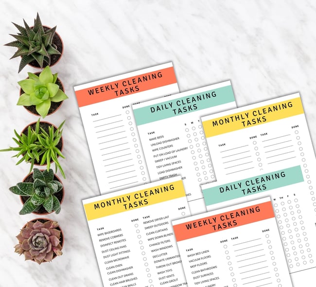 Daily Weekly & Monthly Cleaning Checklists
