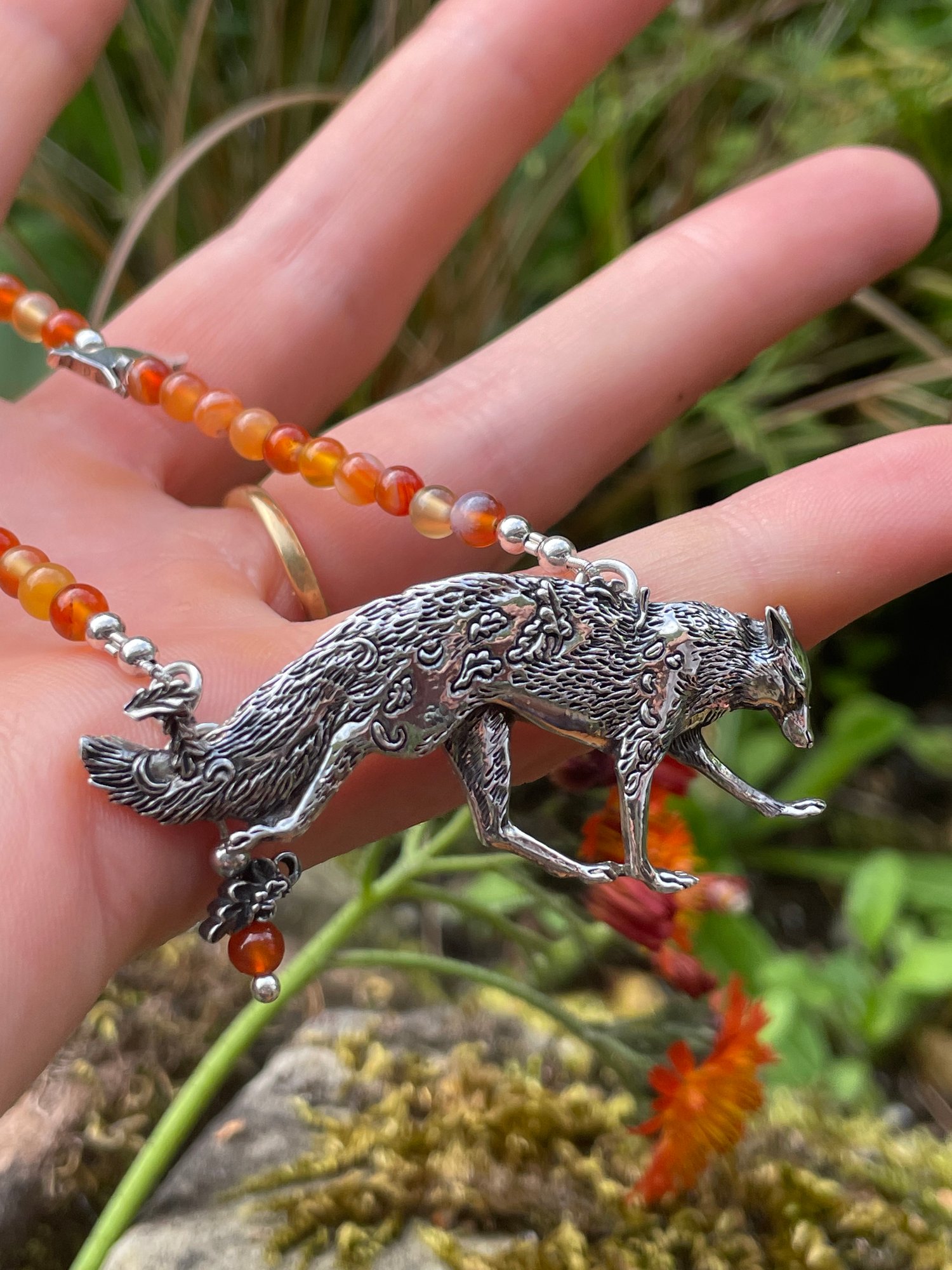 Silver 2025 fox pendant