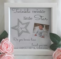 Image 2 of Personalised new baby frame, star frame, new baby gift, twinke twinkle frame