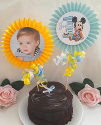 Image 1 of Personalised Baby Mickey Cake Topper,Baby Mickey Party,Baby Mickey 1st Birthday  Centrepiece