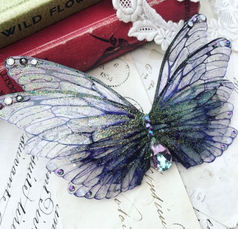 Image of Magical purple double faerie wing hair clip/brooch