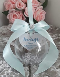 Image 2 of 8cm Beautiful Personalised Baby Ornament,New Baby Bauble,First Christmas Bauble,1st Christmas Memory