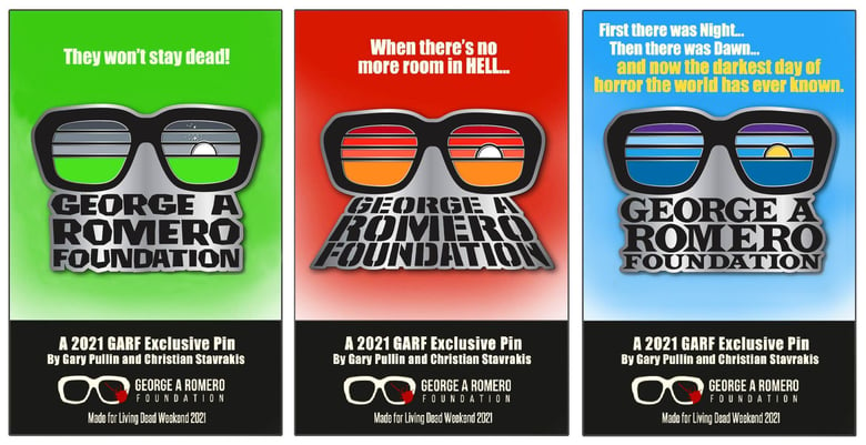 Image of George A. Romero Foundation collector pins.