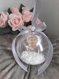 Image 1 of 8cm Beautiful Personalised Loss Bauble,Remembrance Christmas Ornament,Memory Bauble