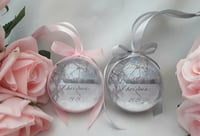 Image 2 of 8cm Beautiful Personalised Baby Scan Ornament,New Baby Announcment Bauble,Bumps 1st Christmas Bauble