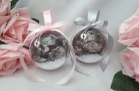 Image 1 of 8cm Beautiful Personalised Baby Scan Ornament,New Baby Announcment Bauble,Bumps 1st Christmas Bauble