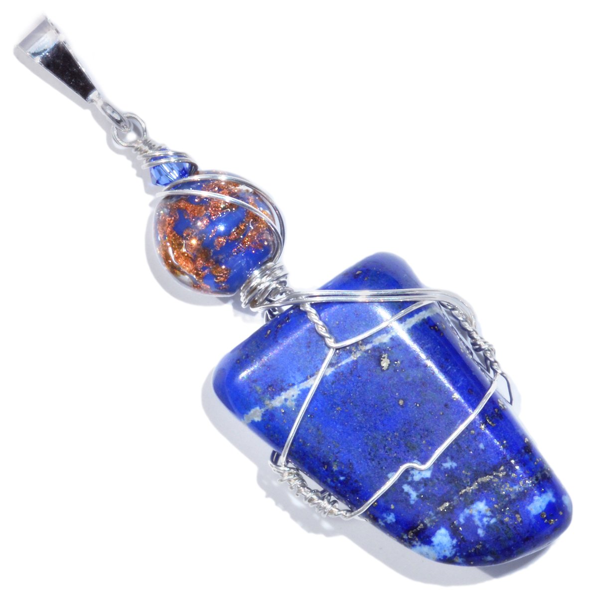 Lapis Lazuli Pendant with Venetian Glass Sommerso Aventurina Bead