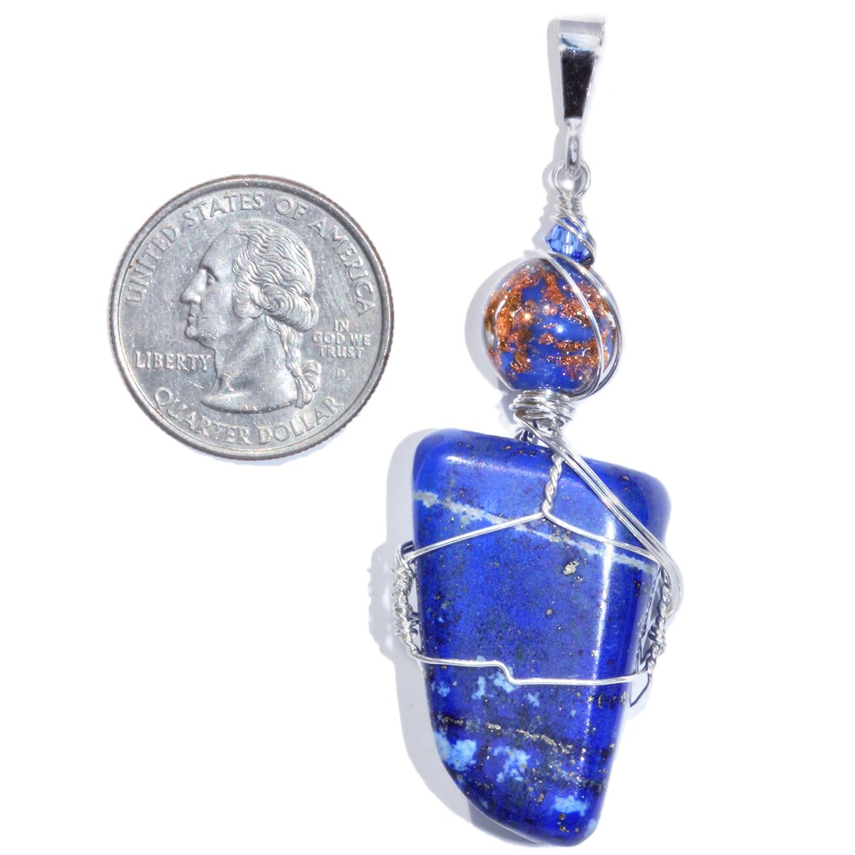 Lapis Lazuli Pendant with Venetian Glass Sommerso Aventurina Bead