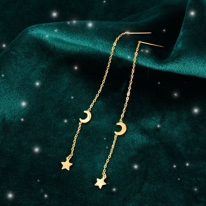 Image of Dainty Star & Moon Earrings