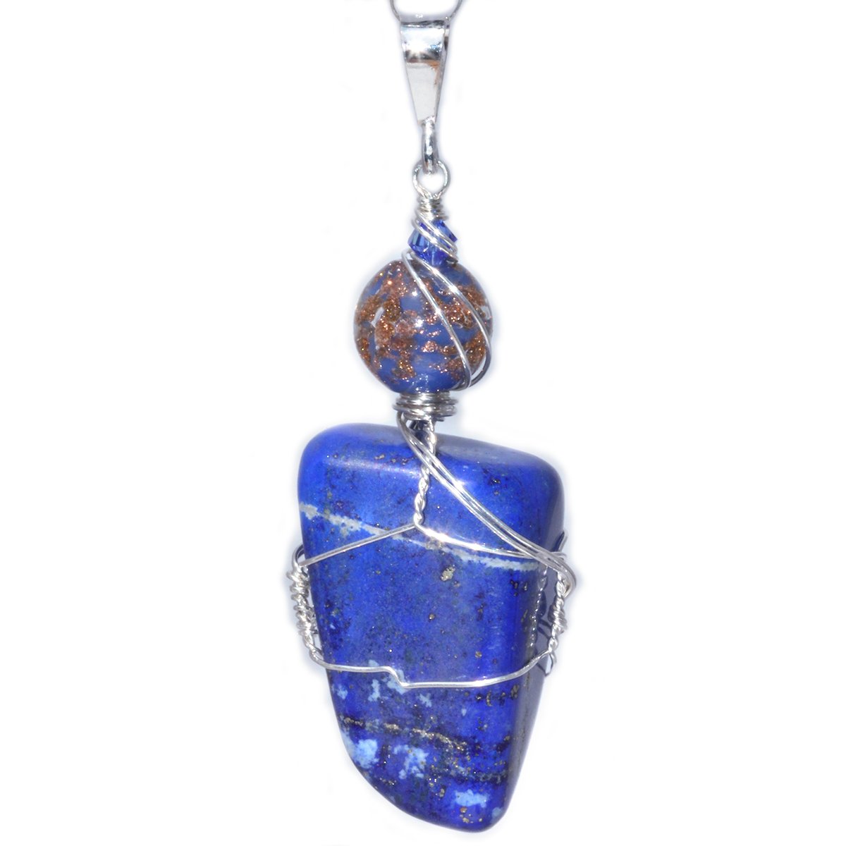 Lapis Lazuli Pendant with Venetian Glass Sommerso Aventurina Bead