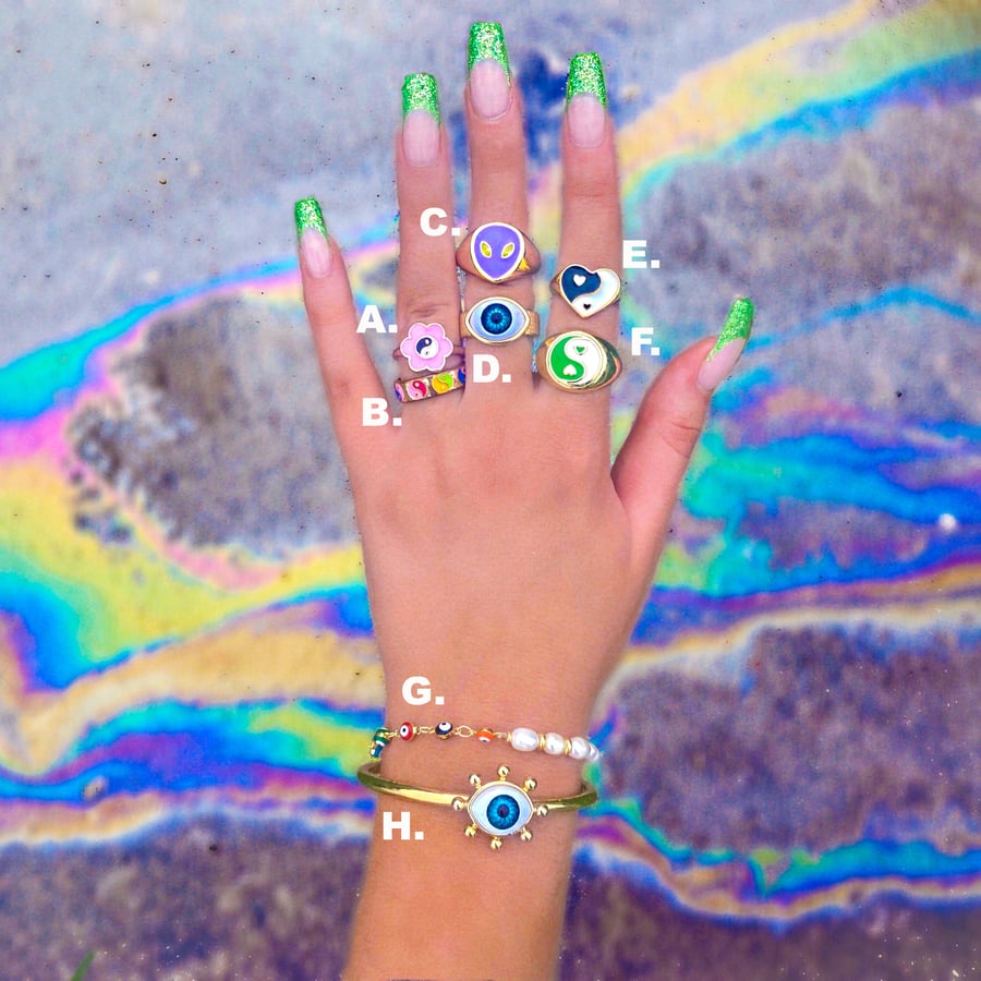 Image of 70% OFF! Trendy Hippie Rings & Bracelets | Yin Yang, Evil Eye, Alien