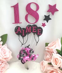 Image 1 of Personalised Glitter Balloon Cake Topper, Glitter Any Age Cake Topper