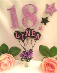 Image 3 of Personalised Glitter Balloon Cake Topper, Glitter Any Age Cake Topper