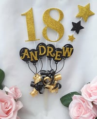 Image 5 of Personalised Glitter Balloon Cake Topper, Glitter Any Age Cake Topper