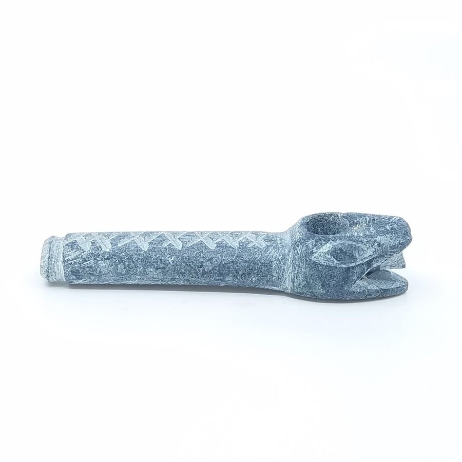 Image of Sacred Stone Carved Snake Pipe | IMPORTED FROM PERU