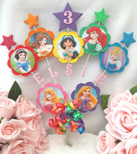 Image 2 of Personalised Disney Princess Cake Topper,Disney Princess Birthday Party Decor