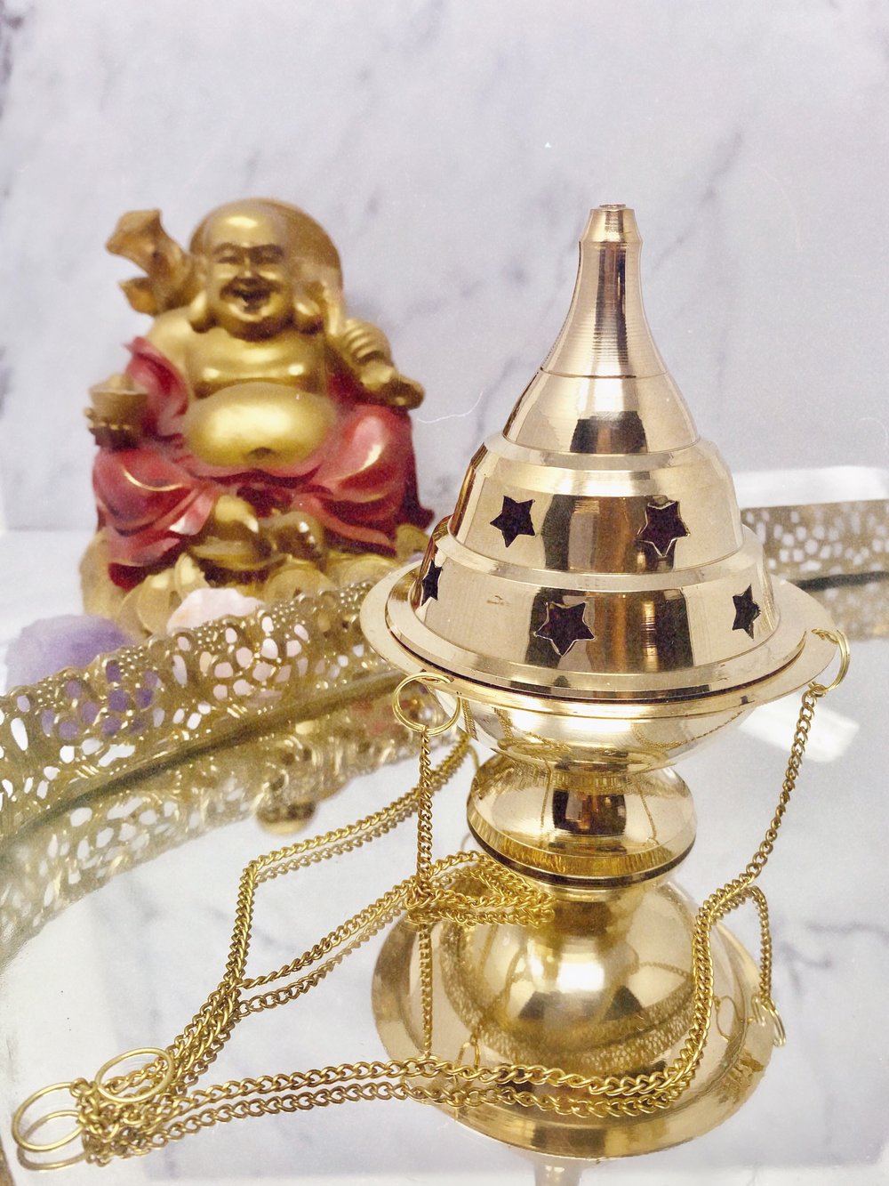 Image of Hanging Star Brass Incense Burner