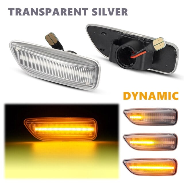 2Pcs Dynamic Amber LED Side Marker Turn Signal Sequential Blinker