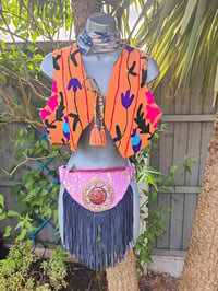 Image 3 of Fur baby bum bag/ cross body -purple RED stone 