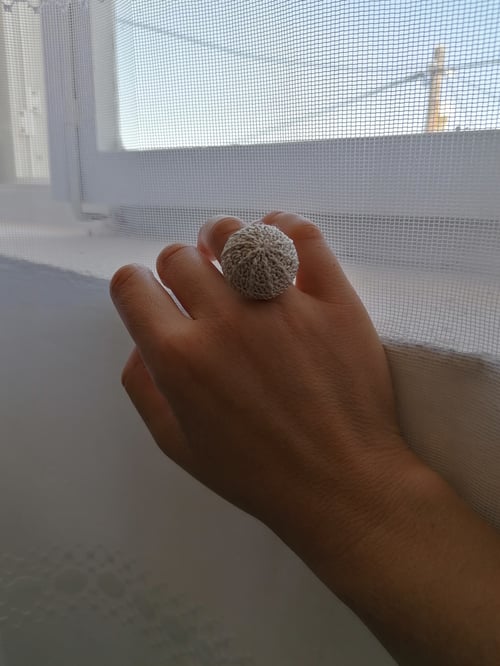 Image of Crochet Ring in Shiny Sand, Medium Size 