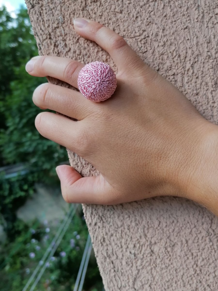 Image of Pink Crochet Ring, Medium Size 