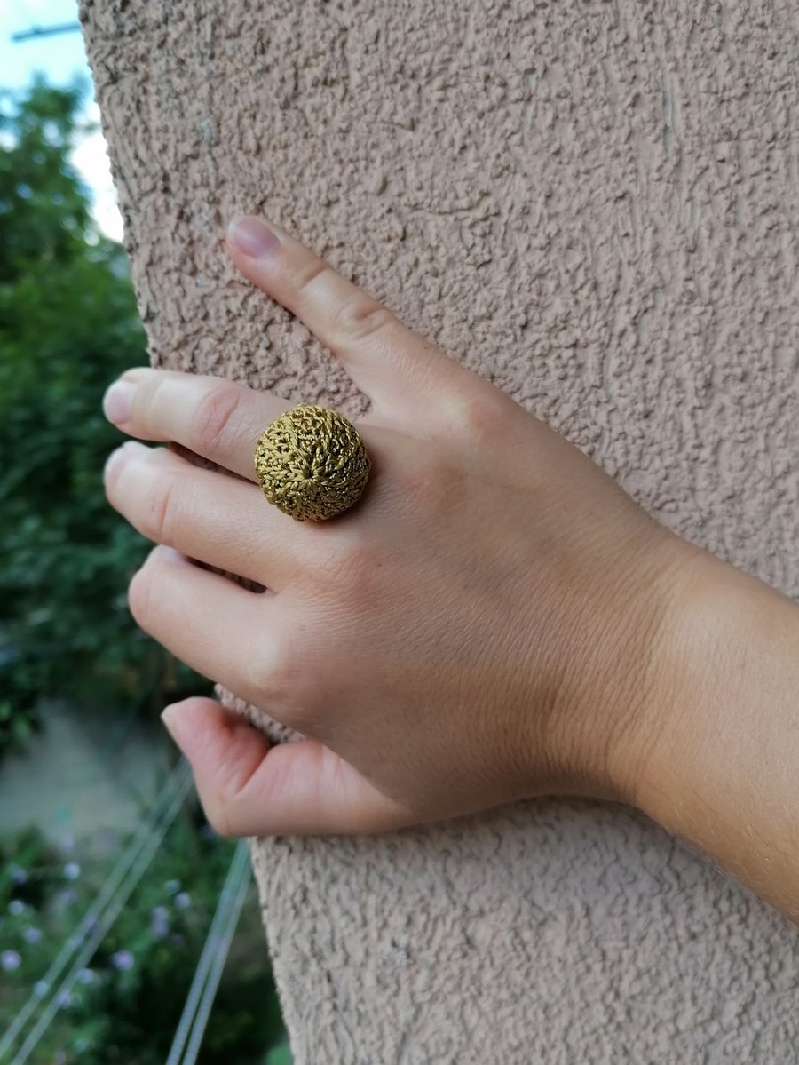 Image of Golden Crochet Ring, Small Size