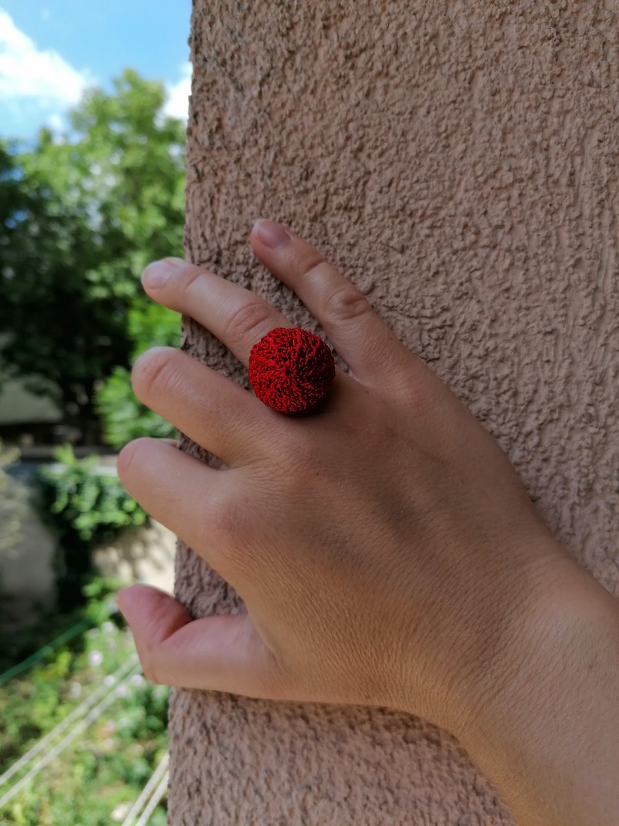 Image of Red Crochet Ring, Small Size 