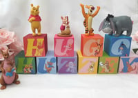 Image 3 of Winnie the Pooh Inspired Wood Name Blocks, Winnie Pooh Baby Blocks 