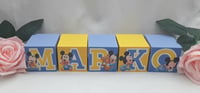 Image 3 of Baby Mickey Inspired Wood Name Blocks,Baby Mickey Blocks,Baby Mickey Centrepiece 