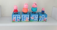 Image 2 of Peppa Pig Inspired Wood Name Blocks, Peppa Pig Baby Blocks,Peppa Pig Centrepiece 