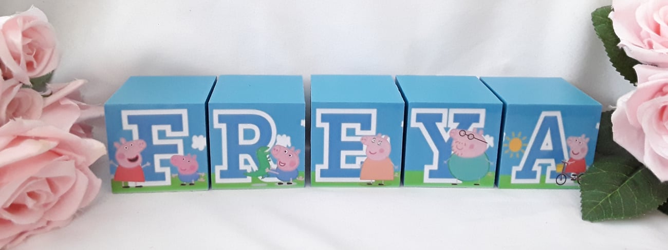 Peppa Pig Inspired Wood Name Blocks, Peppa Pig Baby Blocks,Peppa Pig ...