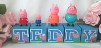 Image 1 of Peppa Pig Inspired Wood Name Blocks, Peppa Pig Baby Blocks,Peppa Pig Centrepiece 
