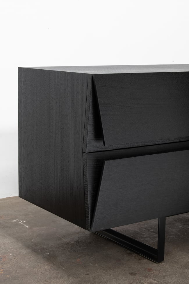 CLIPPED WING SIDEBOARD IN TORCHED TASMANIAN OAK