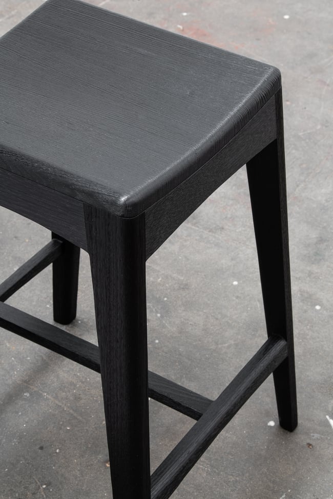 ROSE BARSTOOL IN TORCHED TASMANIAN OAK