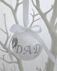 Image 1 of 6cm Beautiful Personalised Feather Bauble,Feather Christmas Ornament,Memory bauble,Remembrance baubl