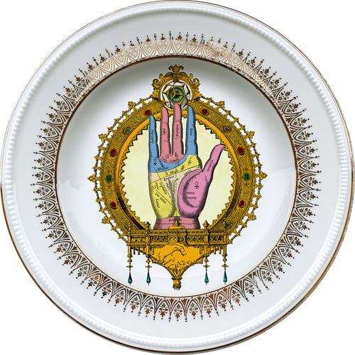 Image of Palmistry HANDS DUO - 2 Vintage French Porcelain plates - #0721